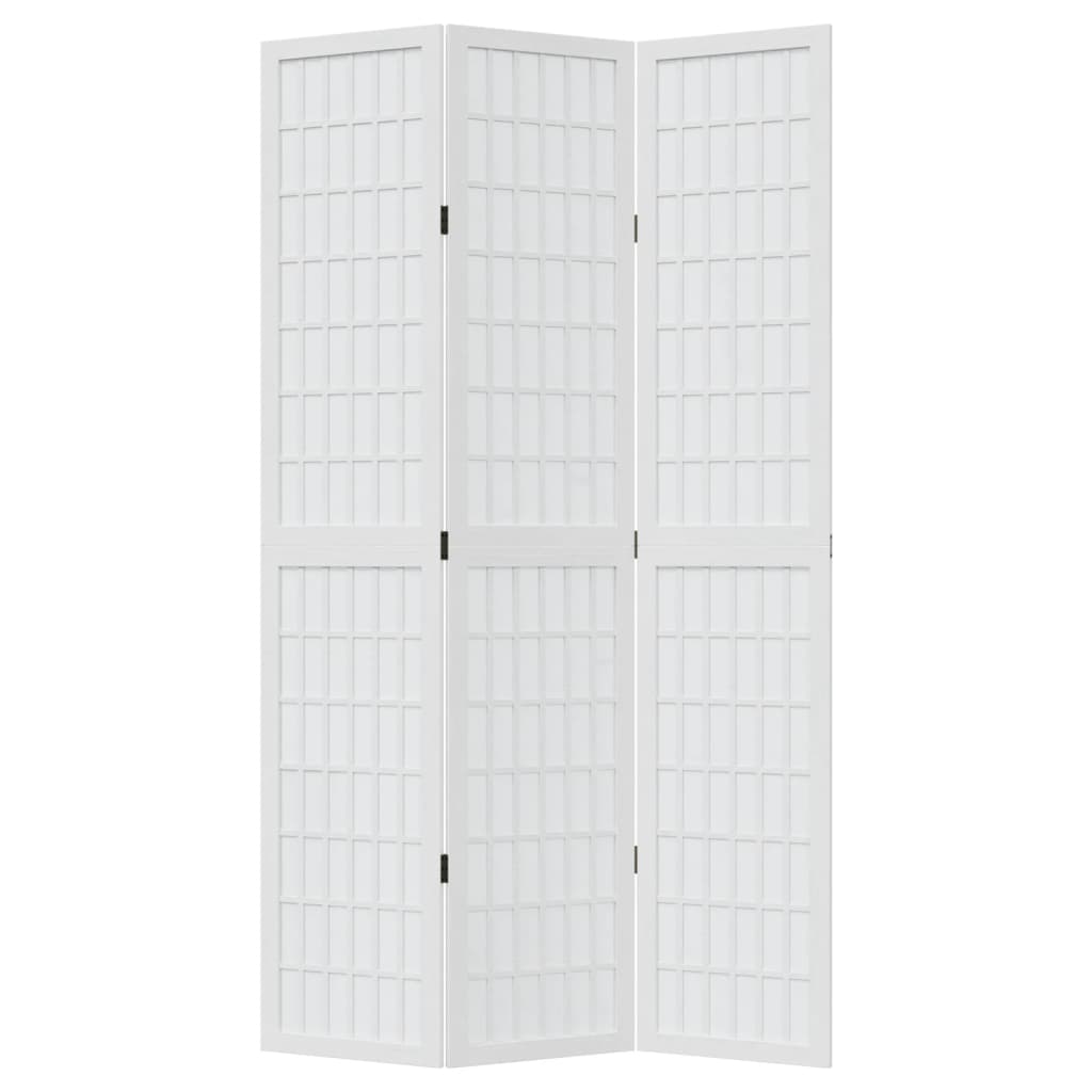 vidaXL Room Divider 3 Panels White Solid Wood Paulownia