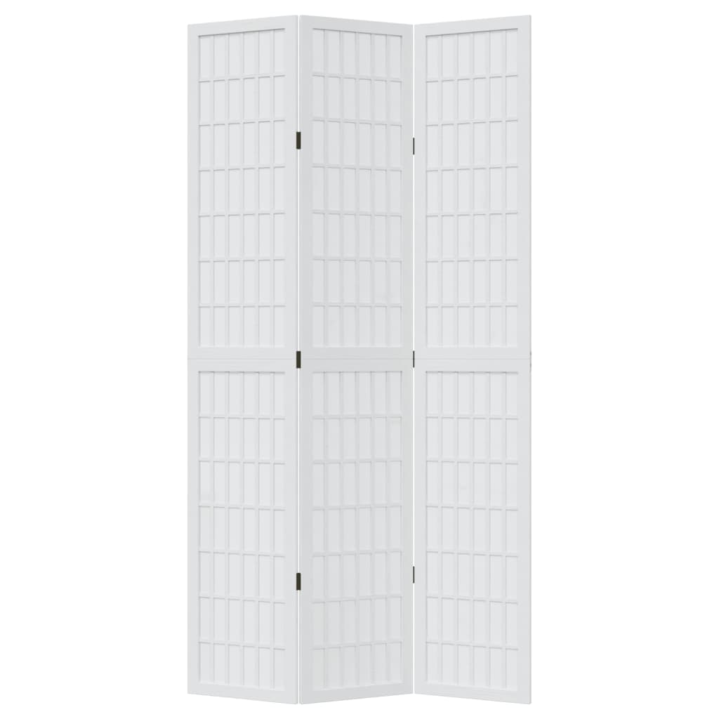 vidaXL Room Divider 3 Panels White Solid Wood Paulownia