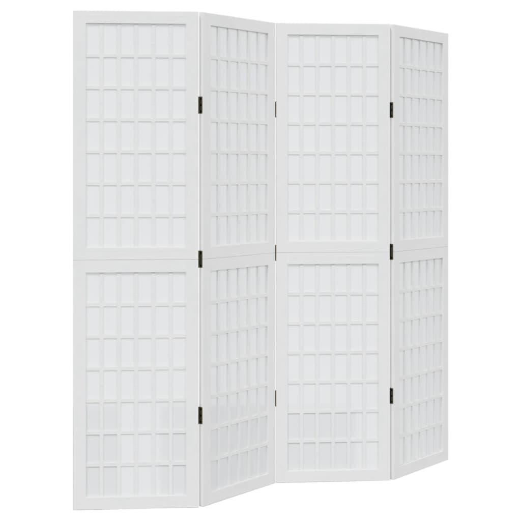 vidaXL Room Divider 4 Panels White Solid Wood Paulownia