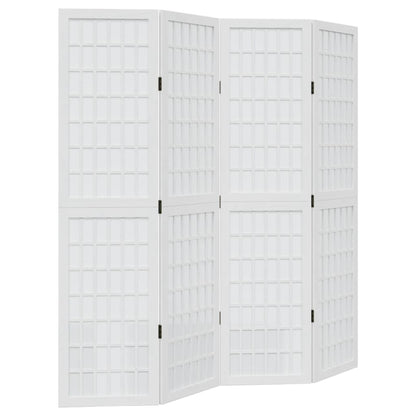 vidaXL Room Divider 4 Panels White Solid Wood Paulownia