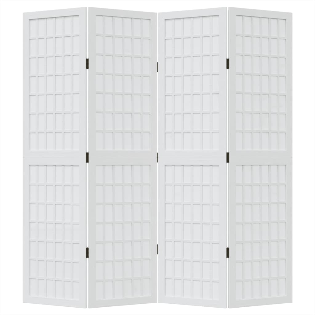 vidaXL Room Divider 4 Panels White Solid Wood Paulownia