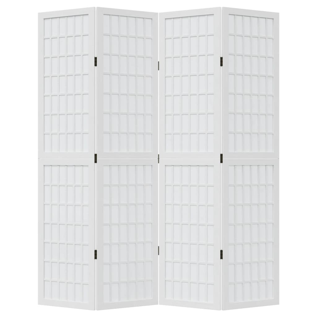 vidaXL Room Divider 4 Panels White Solid Wood Paulownia