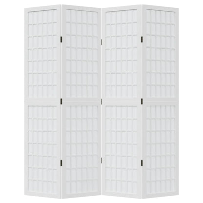 vidaXL Room Divider 4 Panels White Solid Wood Paulownia