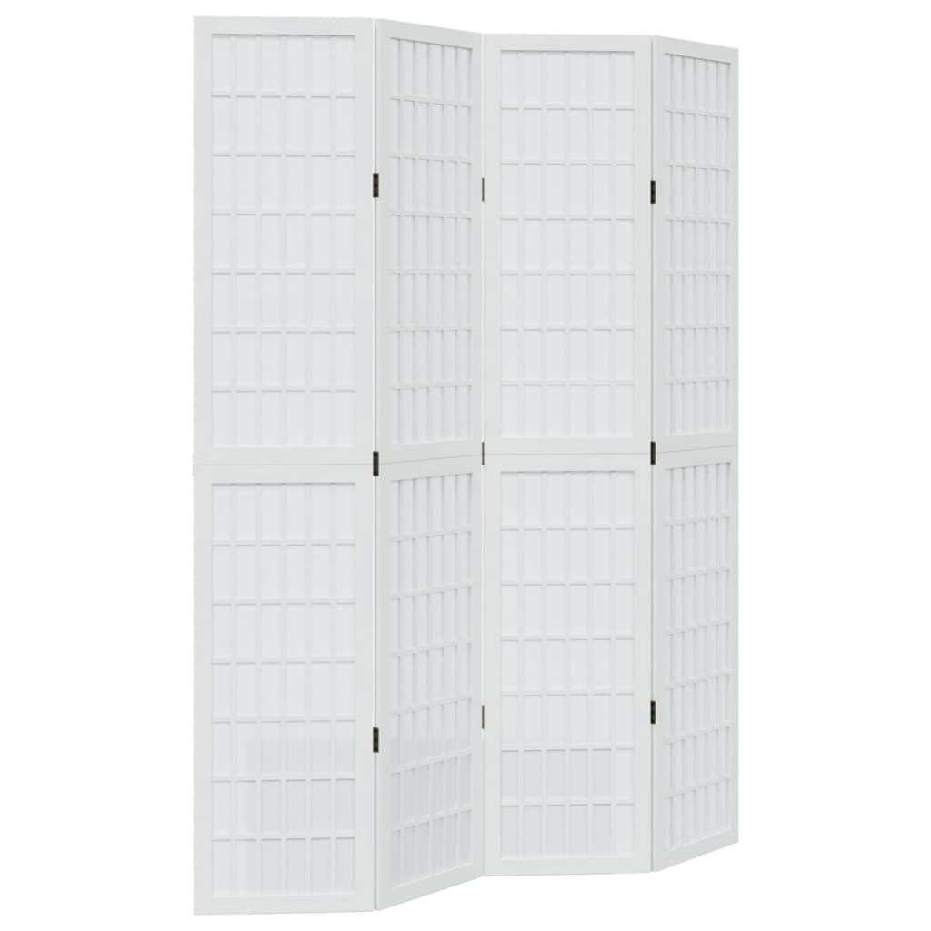 vidaXL Room Divider 4 Panels White Solid Wood Paulownia