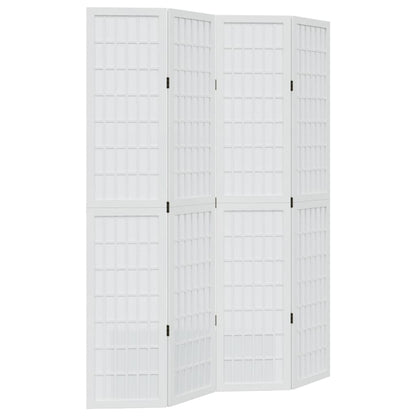 vidaXL Room Divider 4 Panels White Solid Wood Paulownia