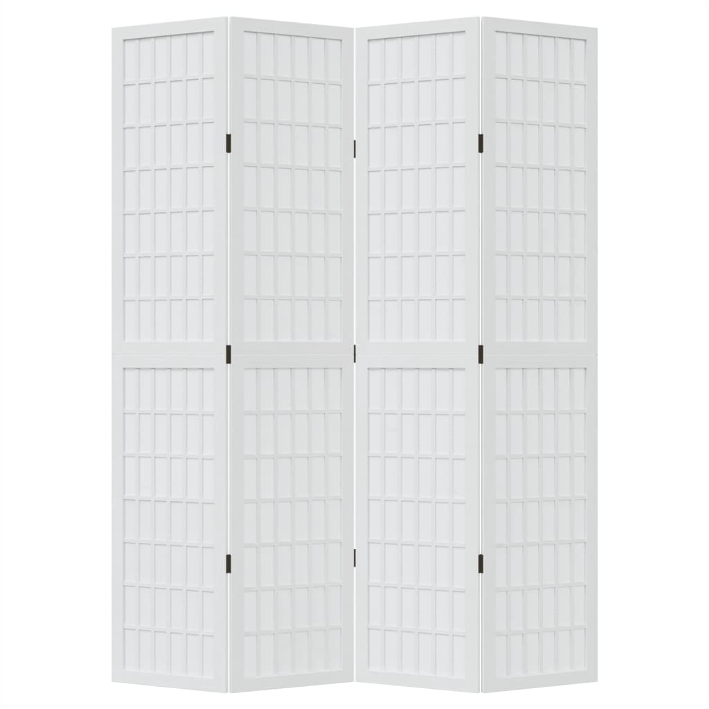 vidaXL Room Divider 4 Panels White Solid Wood Paulownia