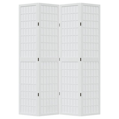 vidaXL Room Divider 4 Panels White Solid Wood Paulownia