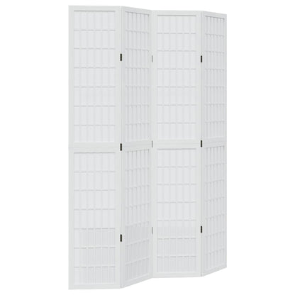 vidaXL Room Divider 4 Panels White Solid Wood Paulownia