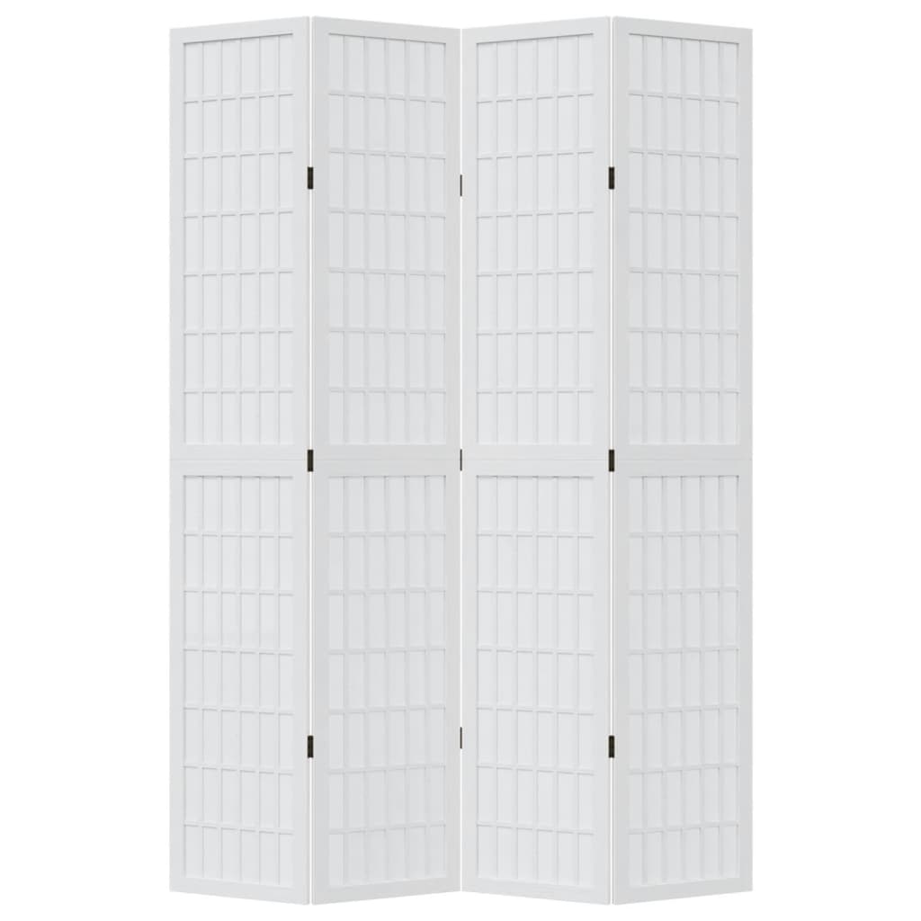vidaXL Room Divider 4 Panels White Solid Wood Paulownia