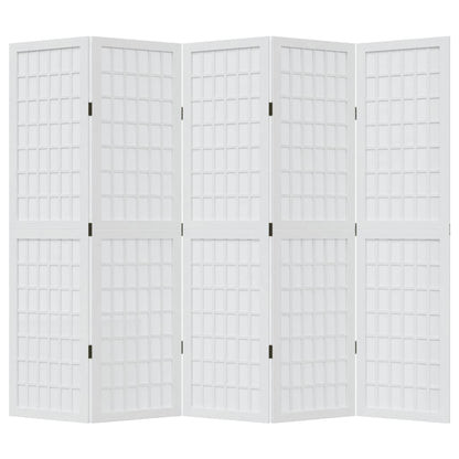 vidaXL Room Divider 5 Panels White Solid Wood Paulownia