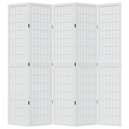 vidaXL Room Divider 5 Panels White Solid Wood Paulownia