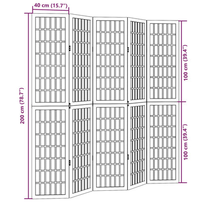 vidaXL Room Divider 5 Panels White Solid Wood Paulownia