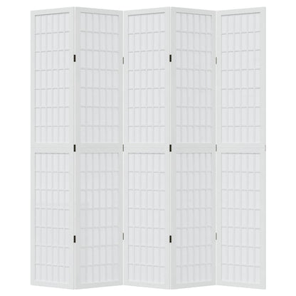 vidaXL Room Divider 5 Panels White Solid Wood Paulownia