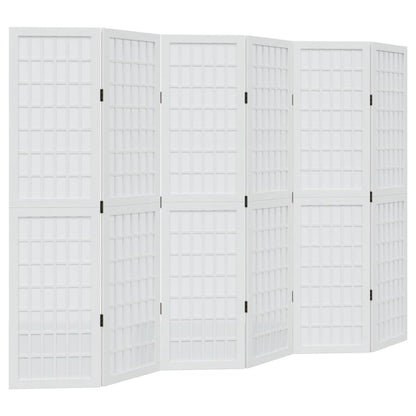 vidaXL Room Divider 6 Panels White Solid Wood Paulownia