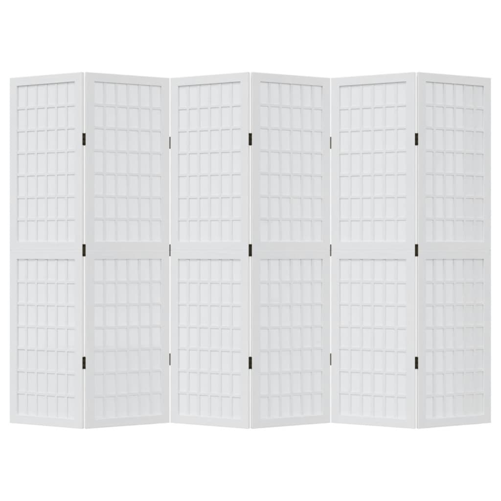 vidaXL Room Divider 6 Panels White Solid Wood Paulownia
