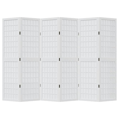 vidaXL Room Divider 6 Panels White Solid Wood Paulownia