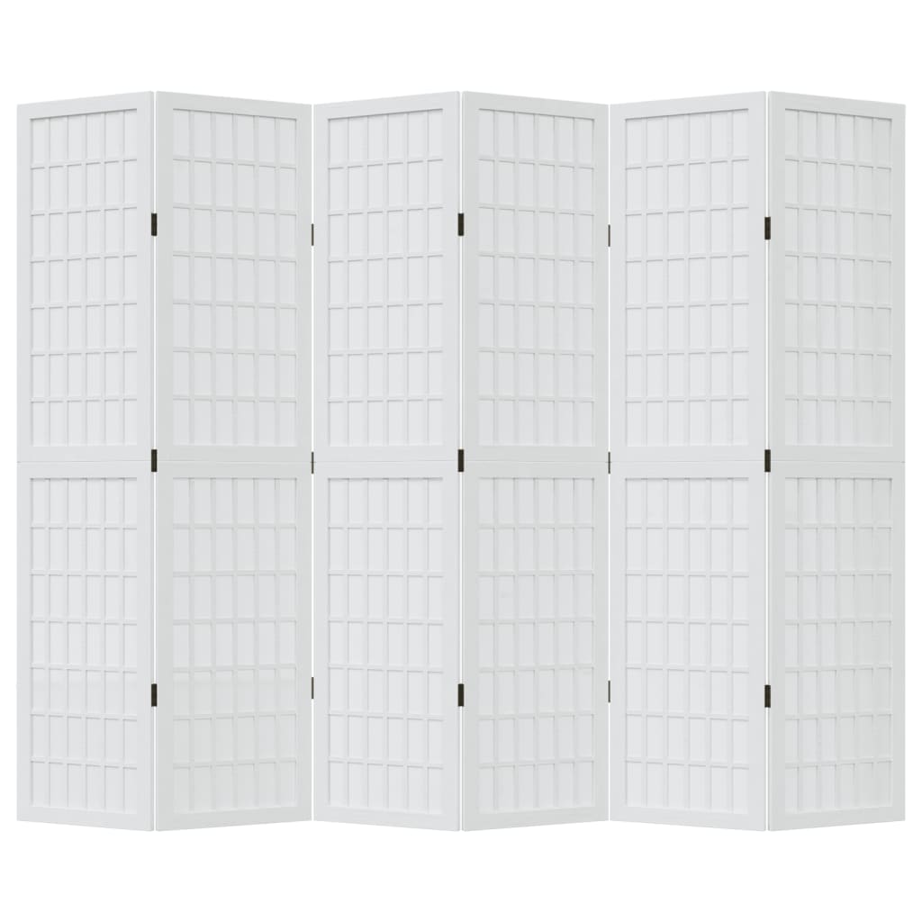 vidaXL Room Divider 6 Panels White Solid Wood Paulownia