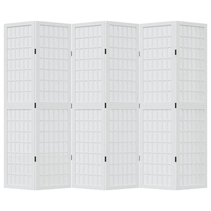 vidaXL Room Divider 6 Panels White Solid Wood Paulownia