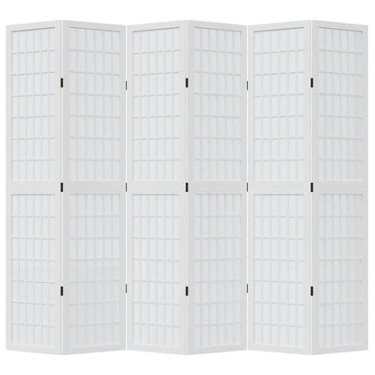 vidaXL Room Divider 6 Panels White Solid Wood Paulownia