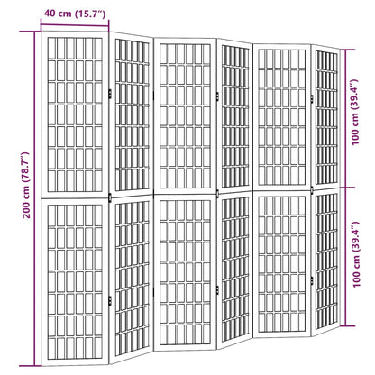 vidaXL Room Divider 6 Panels White Solid Wood Paulownia