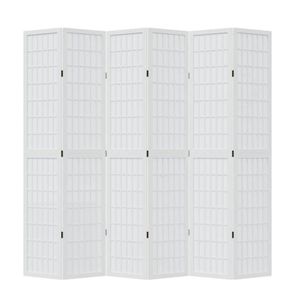 vidaXL Room Divider 6 Panels White Solid Wood Paulownia