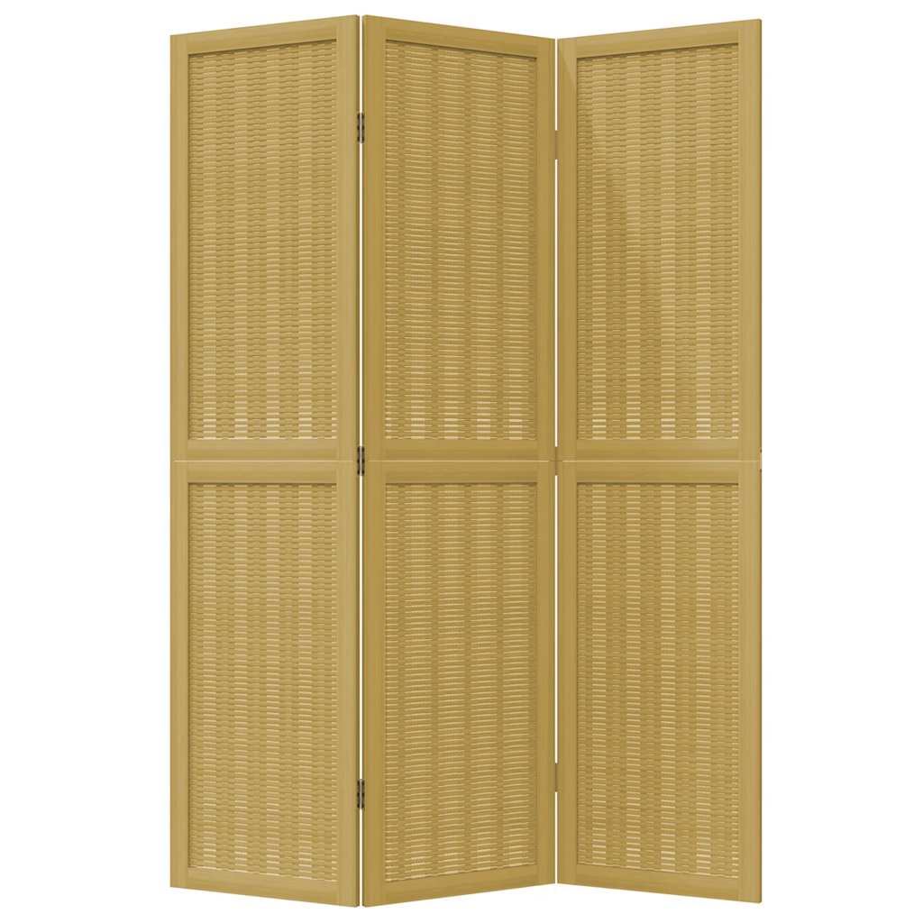 vidaXL Room Divider 3 Panels Brown Solid Wood Paulownia