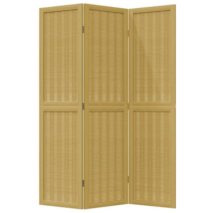 vidaXL Room Divider 3 Panels Brown Solid Wood Paulownia