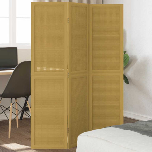 vidaXL Room Divider 3 Panels Brown Solid Wood Paulownia