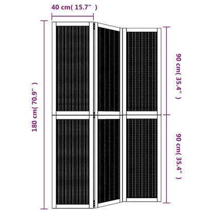 vidaXL Room Divider 3 Panels Brown Solid Wood Paulownia