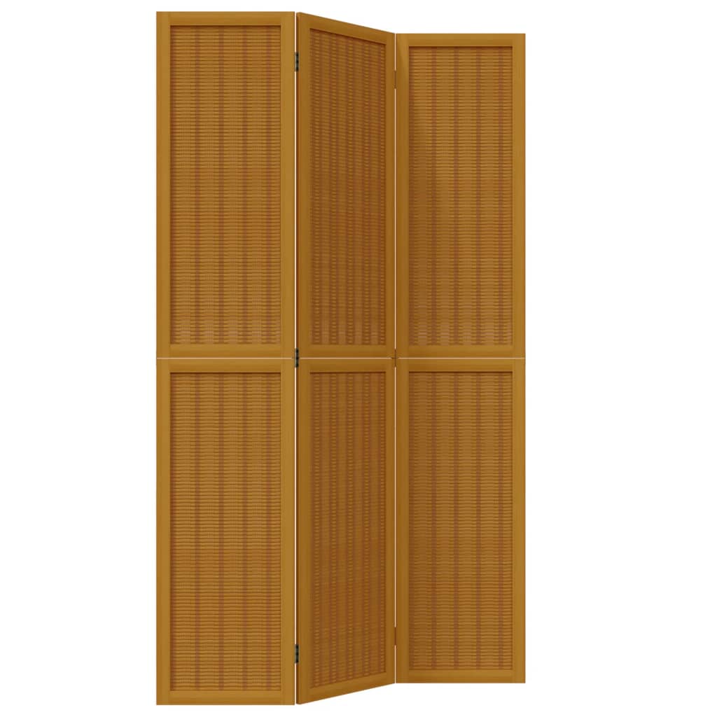 vidaXL Room Divider 3 Panels Brown Solid Wood Paulownia