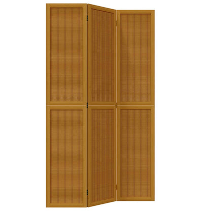 vidaXL Room Divider 3 Panels Brown Solid Wood Paulownia