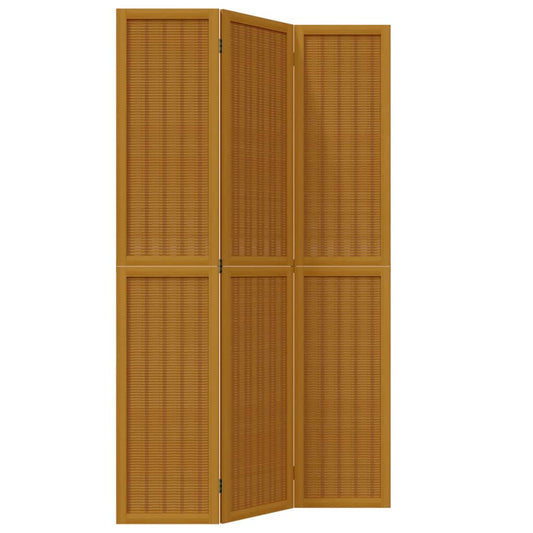 vidaXL Room Divider 3 Panels Brown Solid Wood Paulownia