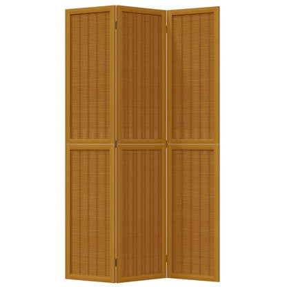vidaXL Room Divider 3 Panels Brown Solid Wood Paulownia