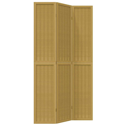 vidaXL Room Divider 3 Panels Brown Solid Wood Paulownia