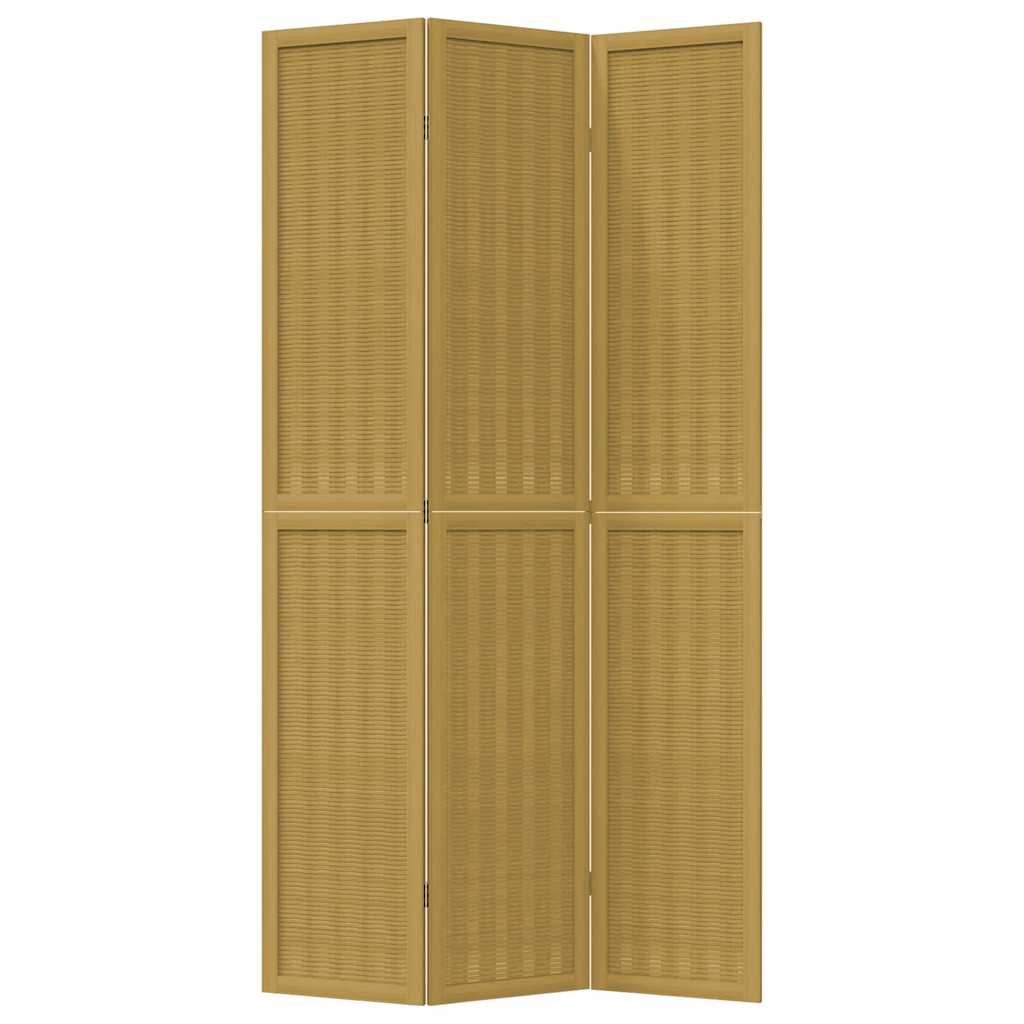 vidaXL Room Divider 3 Panels Brown Solid Wood Paulownia