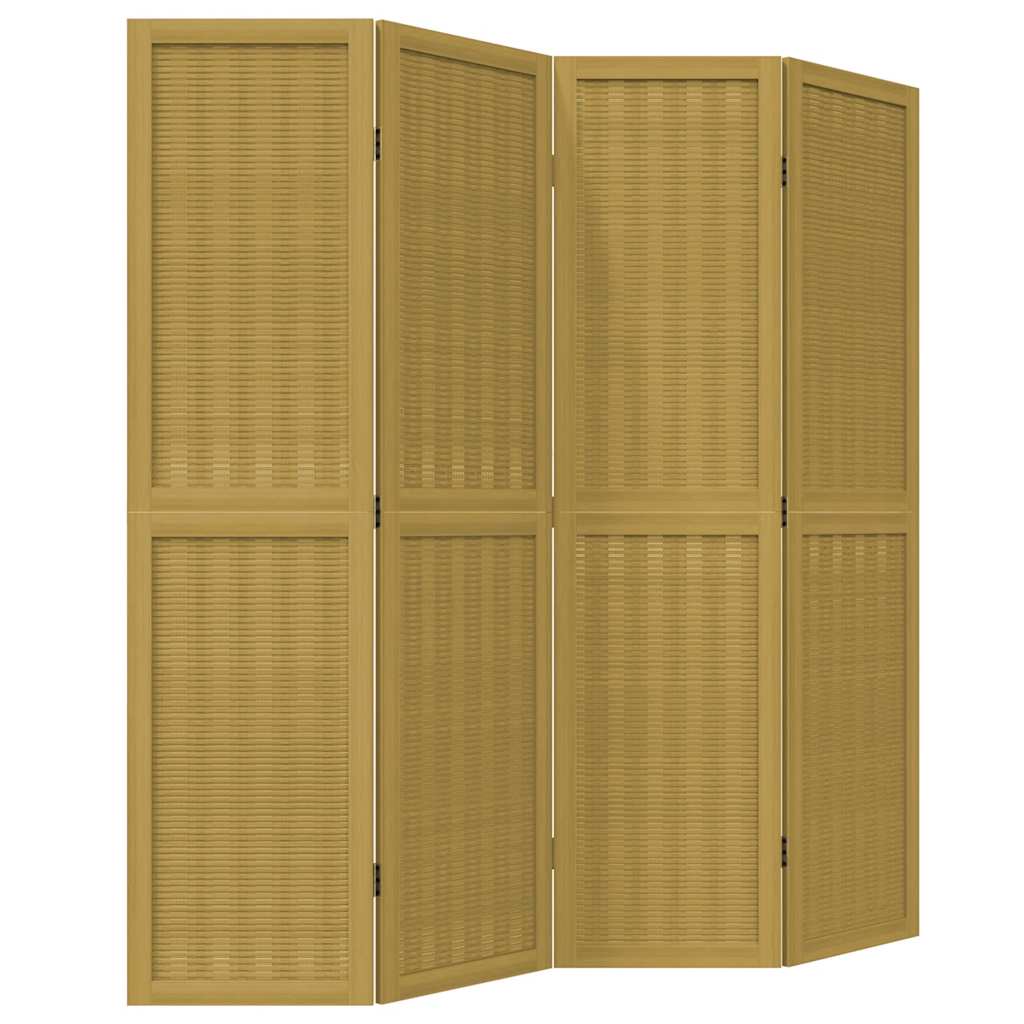 vidaXL Room Divider 4 Panels Brown Solid Wood Paulownia