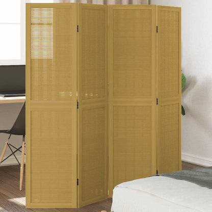 vidaXL Room Divider 4 Panels Brown Solid Wood Paulownia