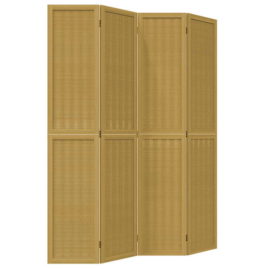 vidaXL Room Divider 4 Panels Brown Solid Wood Paulownia