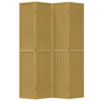 vidaXL Room Divider 4 Panels Brown Solid Wood Paulownia