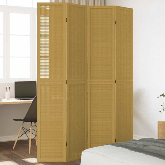 vidaXL Room Divider 4 Panels Brown Solid Wood Paulownia
