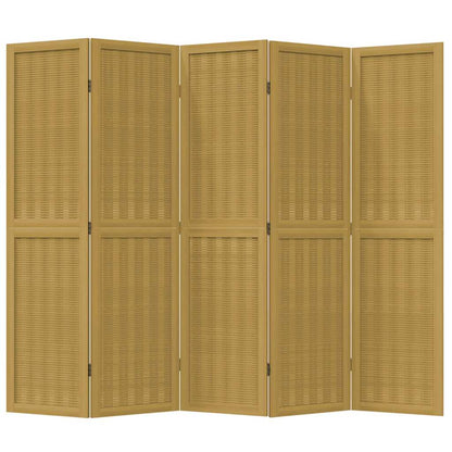 vidaXL Room Divider 5 Panels Brown Solid Wood Paulownia