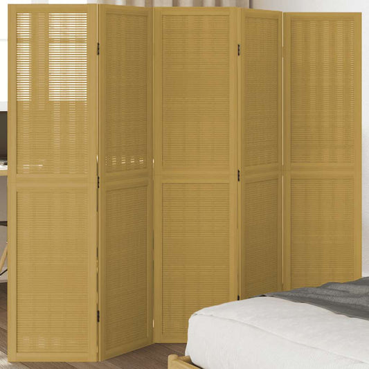 vidaXL Room Divider 5 Panels Brown Solid Wood Paulownia