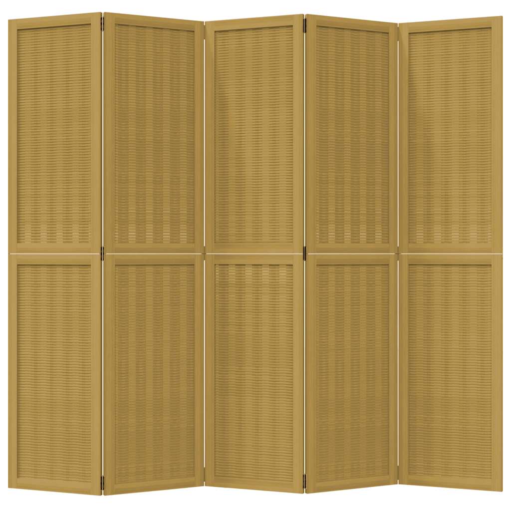 vidaXL Room Divider 5 Panels Brown Solid Wood Paulownia