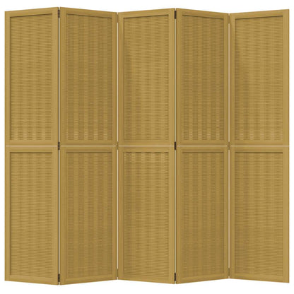 vidaXL Room Divider 5 Panels Brown Solid Wood Paulownia