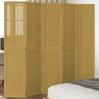 vidaXL Room Divider 5 Panels Brown Solid Wood Paulownia