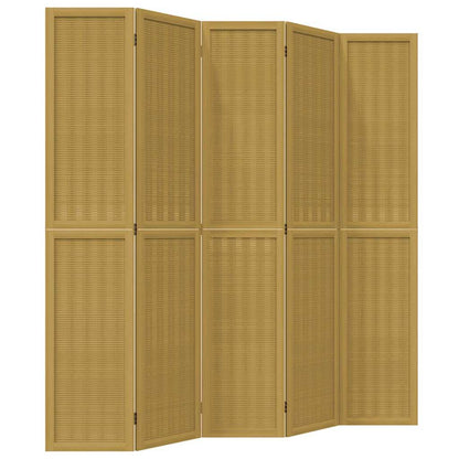 vidaXL Room Divider 5 Panels Brown Solid Wood Paulownia