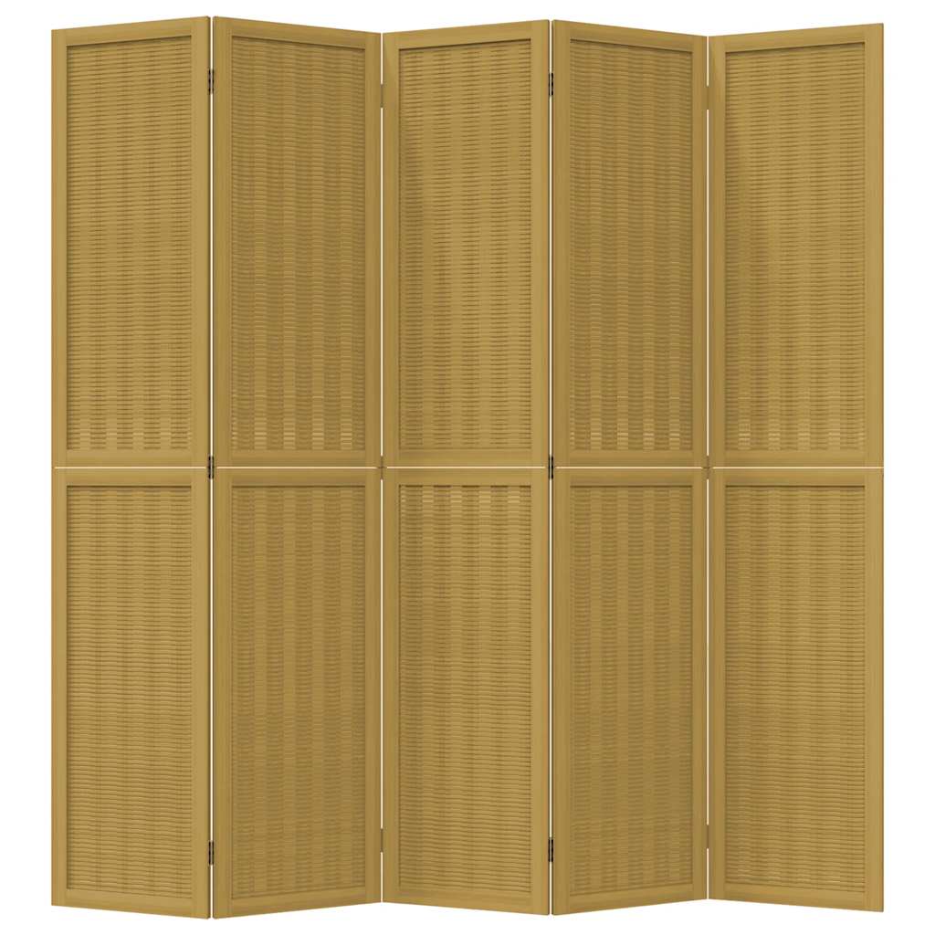 vidaXL Room Divider 5 Panels Brown Solid Wood Paulownia