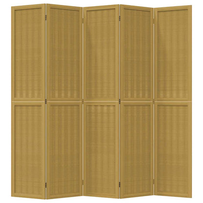 vidaXL Room Divider 5 Panels Brown Solid Wood Paulownia