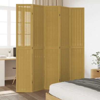 vidaXL Room Divider 5 Panels Brown Solid Wood Paulownia