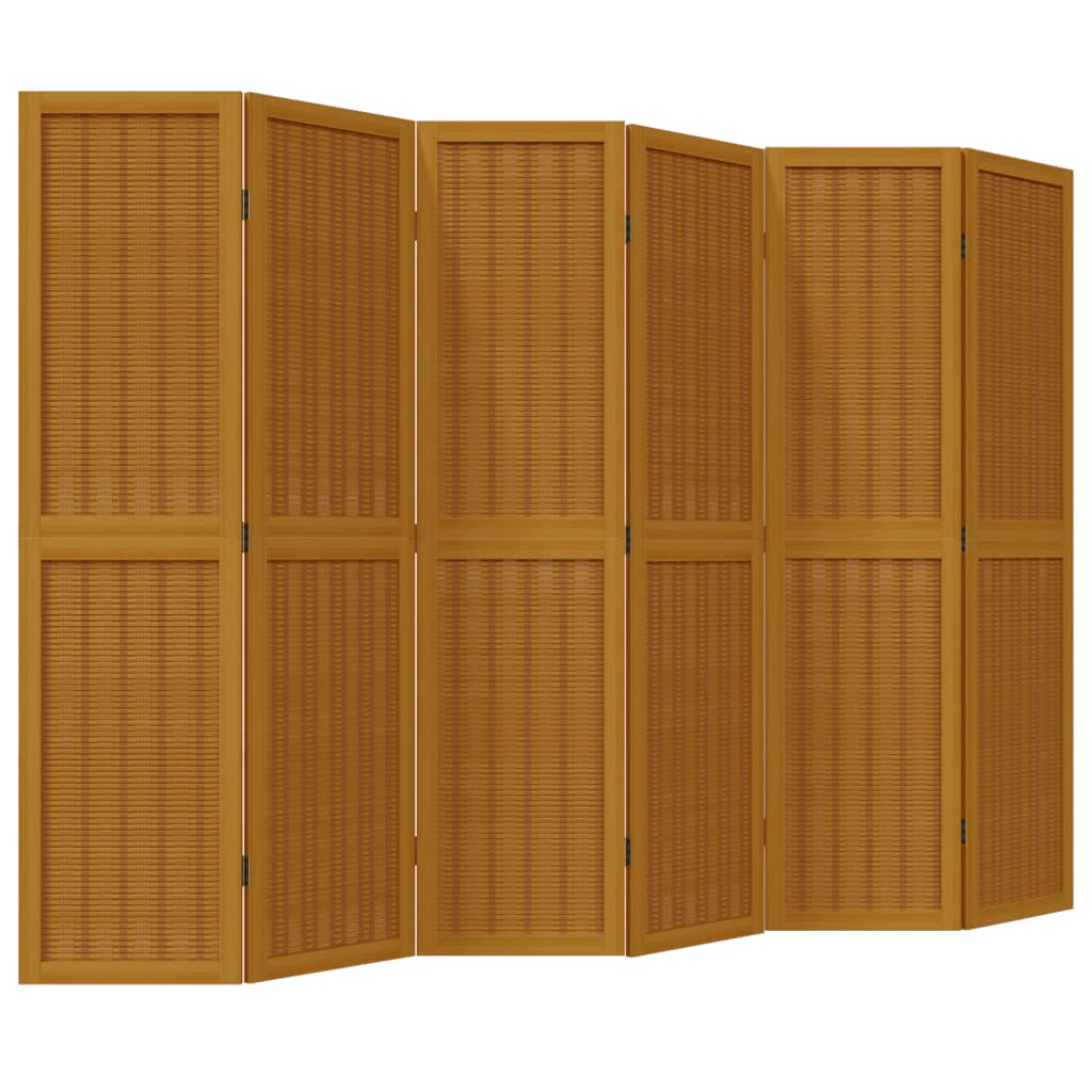 vidaXL Room Divider 6 Panels Brown Solid Wood Paulownia